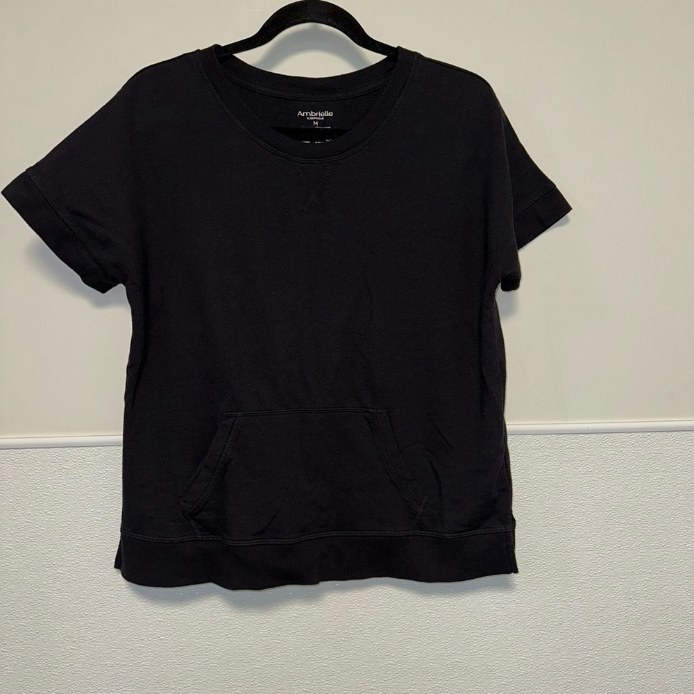 Women's Ambrielle Sleepwear Top Size M Black Short sleeve